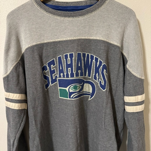 Seattle Seahawks Mitchell & Ness Throwback Retro Logo Thermal Gray Varsity-XL - Picture 4 of 11